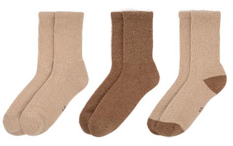 Three pairs of woollen socks made from camel wool
