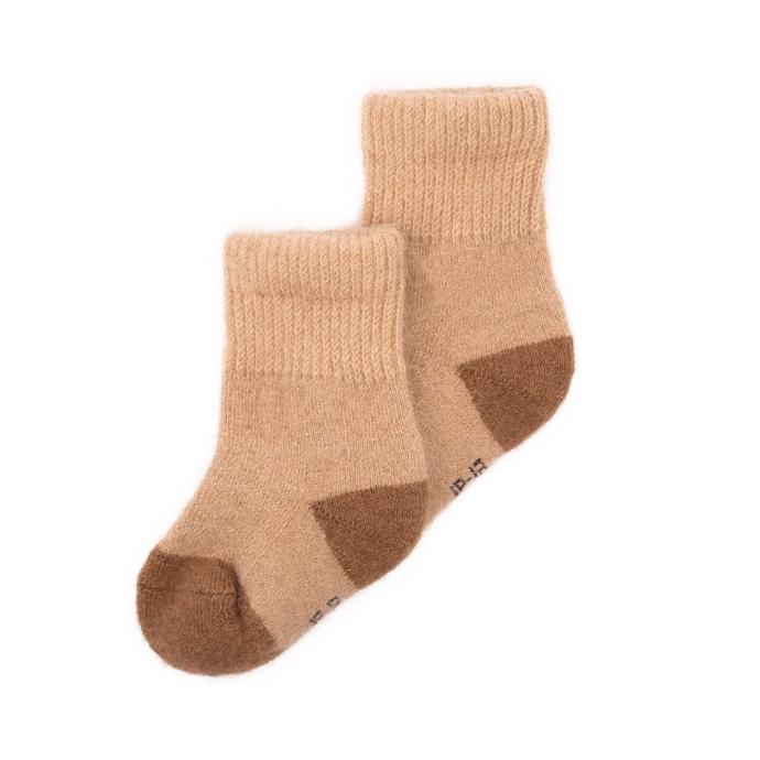 Beige-brown woollen socks for children