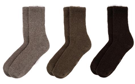 Three pairs of yak wool socks